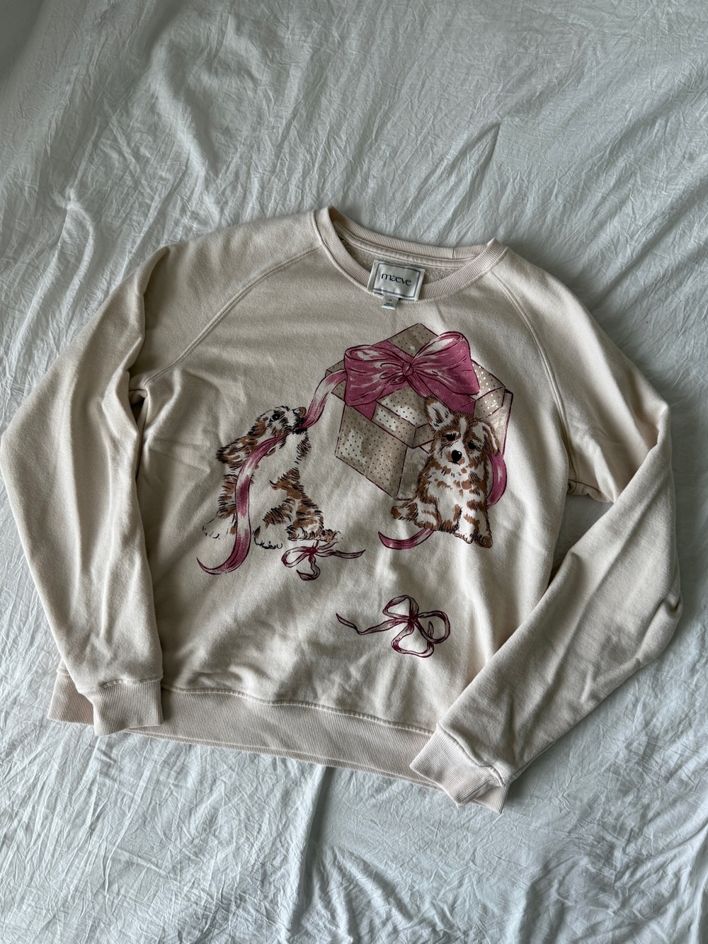 MAEVE ANTHROPOLOGIE Animal Friends Crew Neck Sweatshirt Long Sleeve Pullover XS - Picture 2 of 7